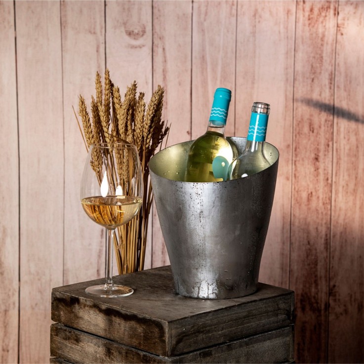 Seau à glace en métal 2 bouteilles (5 L) - Alloy Argent