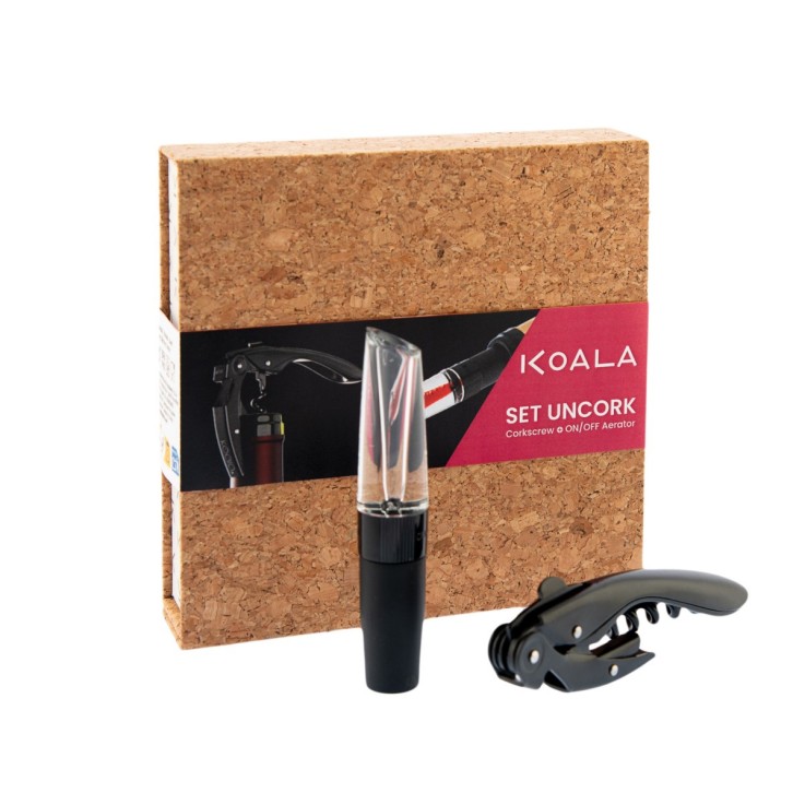 Coffret avec tire-bouchon High Tech et aérateur de vin - Uncork Noir