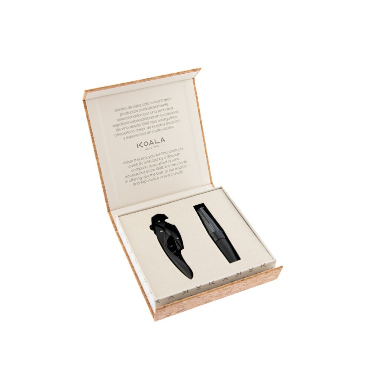Coffret avec tire-bouchon High Tech et aérateur de vin - Uncork Noir