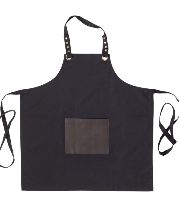 Tablier en tissu noir avec...