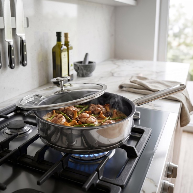Sauteuse 24cm revêtement céramique avec couvercle - Elysée