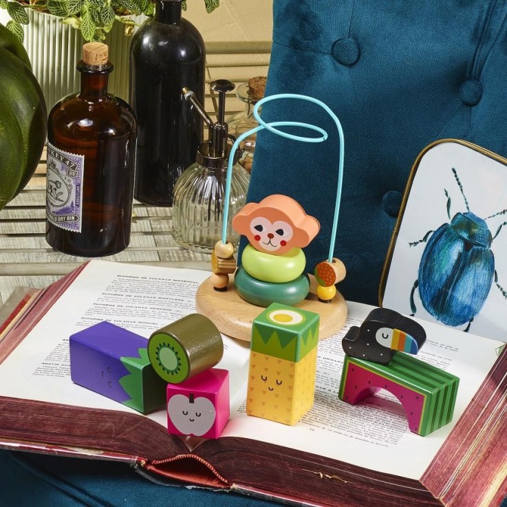 Cubes sonores fruits, 11 cubes en bois