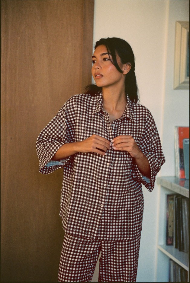 Chemise Axelle vichy marron Coton Bio