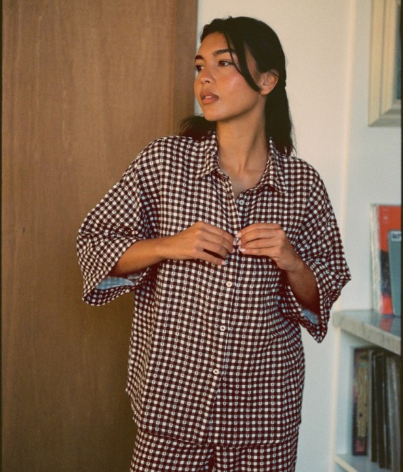 Chemise Axelle vichy marron...