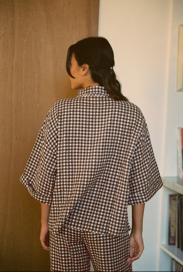 Chemise Axelle vichy marron Coton Bio