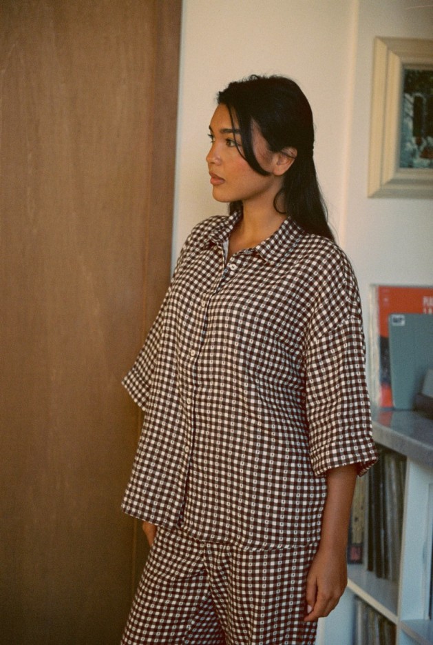 Chemise Axelle vichy marron Coton Bio