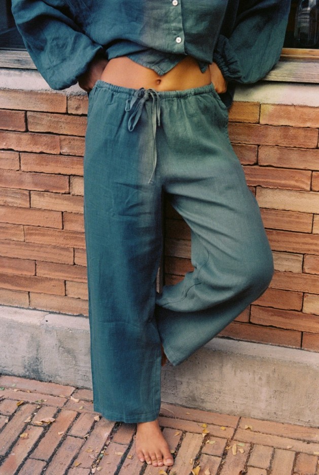 Pantalon large Celine en Lin