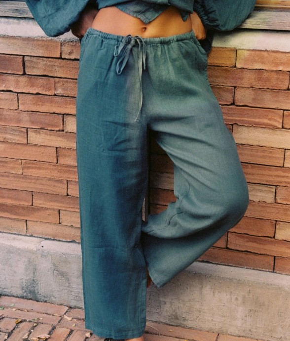 Pantalon large Celine en Lin