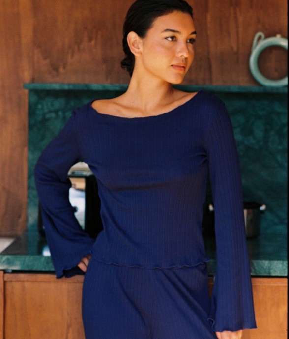 Top Nira bleu Coton Bio
