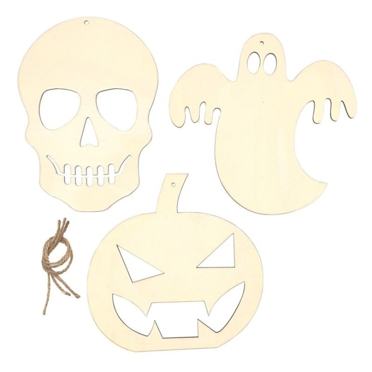 MégaCréa DIY - Formes bois pour Halloween à suspendre 3 pièces