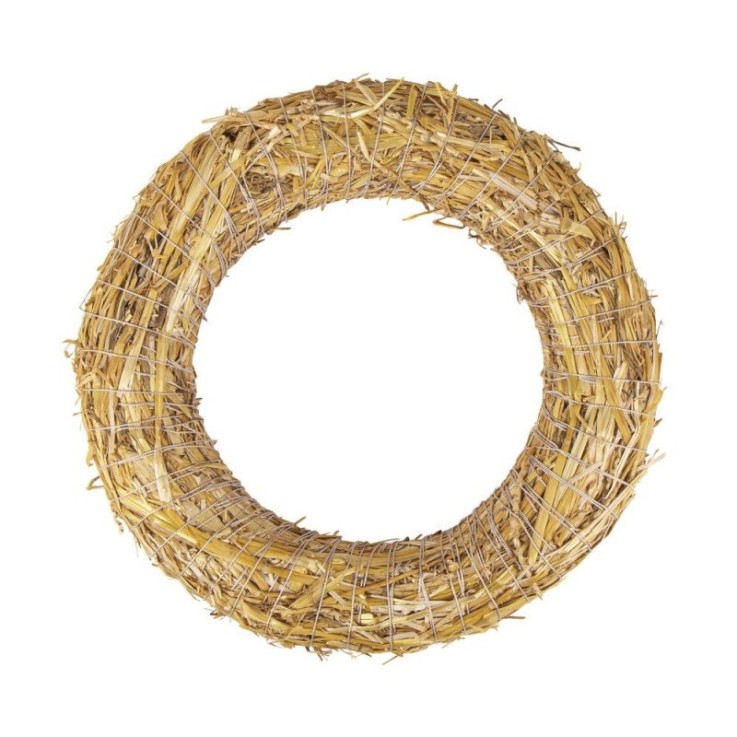 Couronne en paille, nature, non - soudée, 30 cm ø