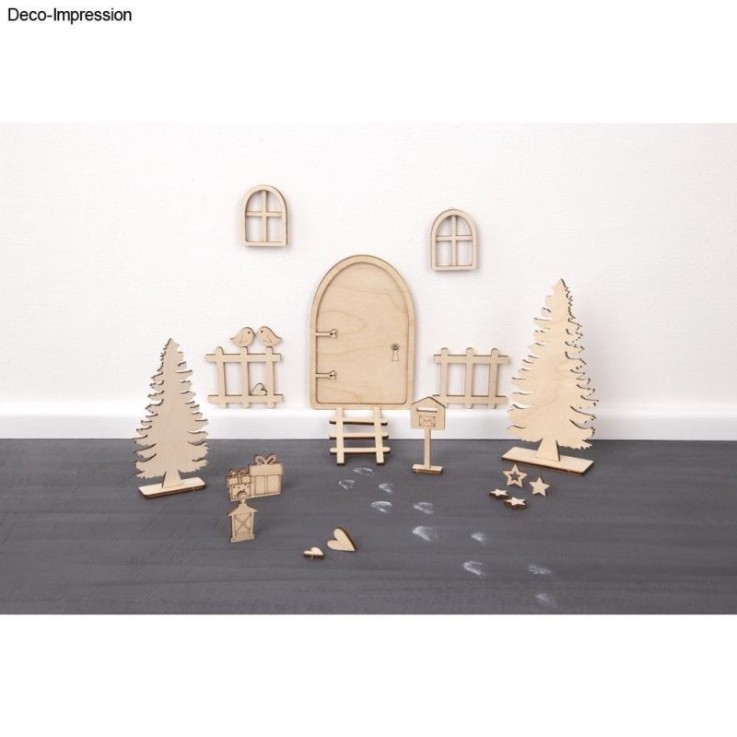 Rayher - Maison de Lutin en bois Ambiance Noël 26 pièces