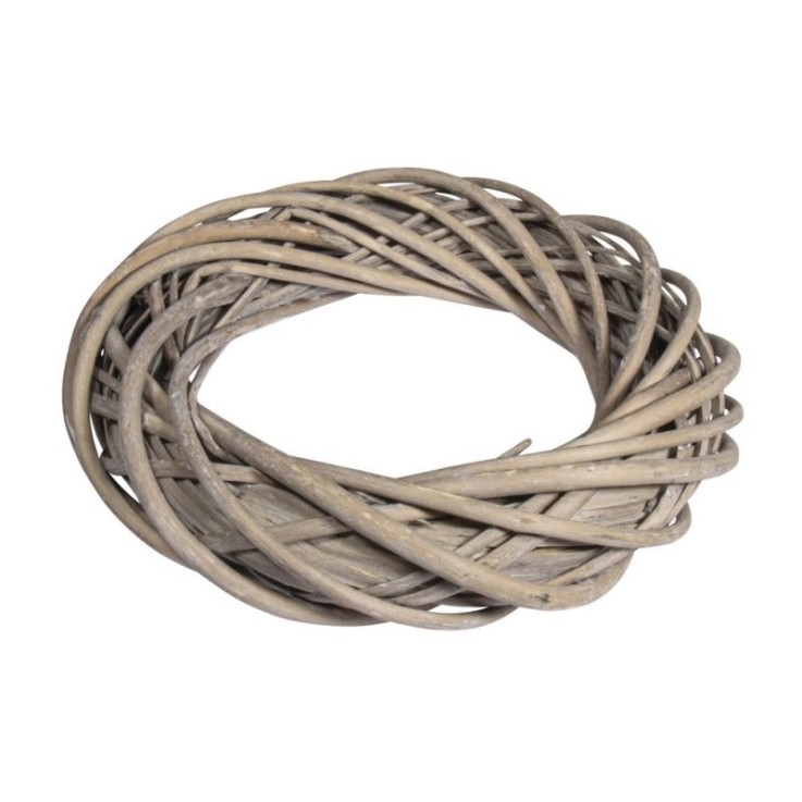 Couronne en osier balayé, gris argenté, ø 30cm x 7cm