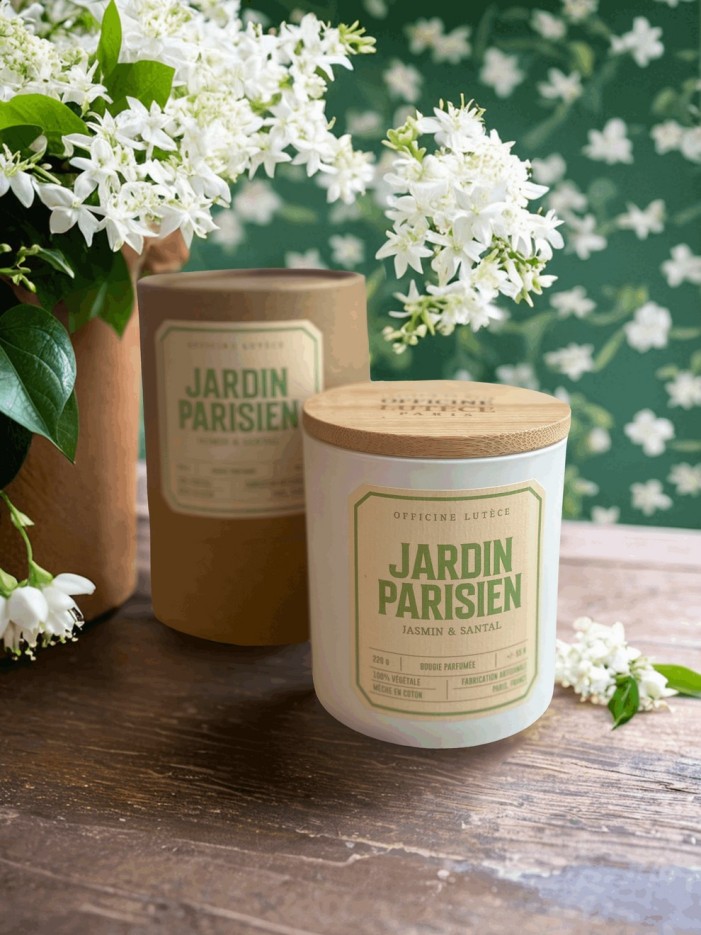 Bougie Jardin Parisien 100% naturelle - Jasmin & Santal (220g)