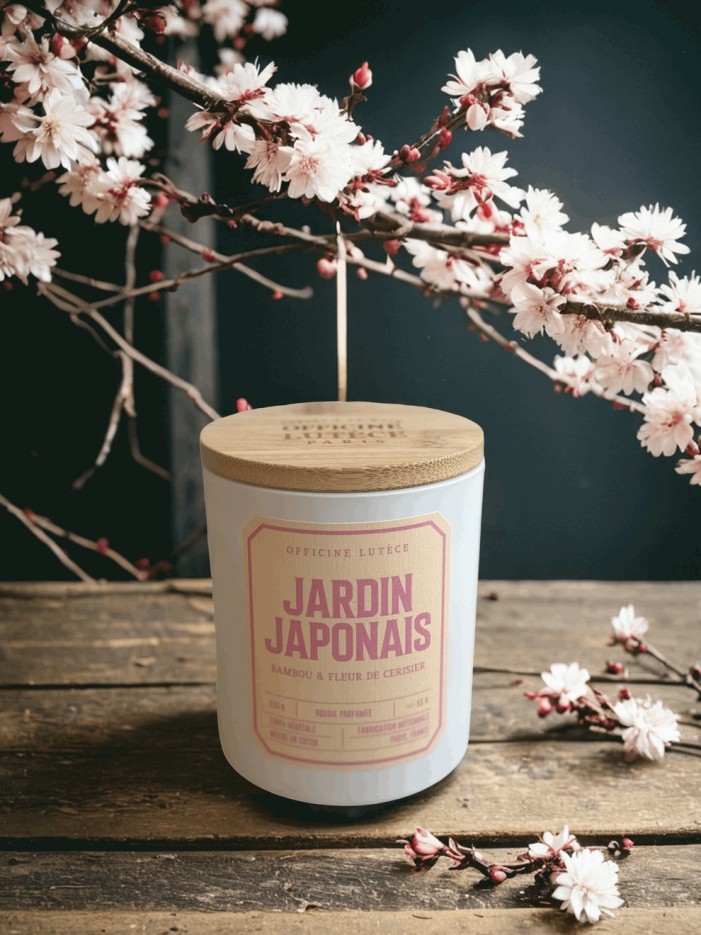 Bougie Jardin Japonais 100% naturelle - Bambou & Fleur de Cerisier (220g)