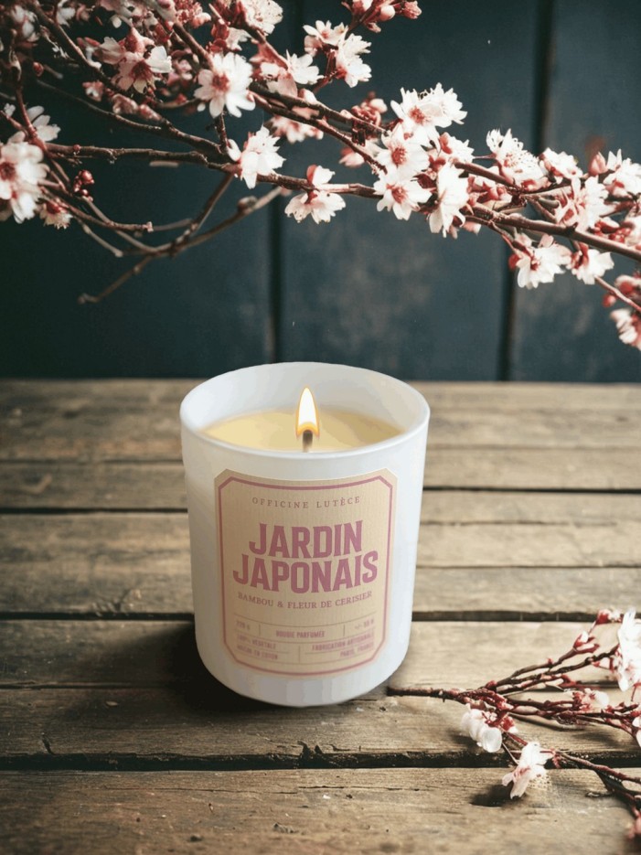 Bougie Jardin Japonais 100% naturelle - Bambou & Fleur de Cerisier (220g)