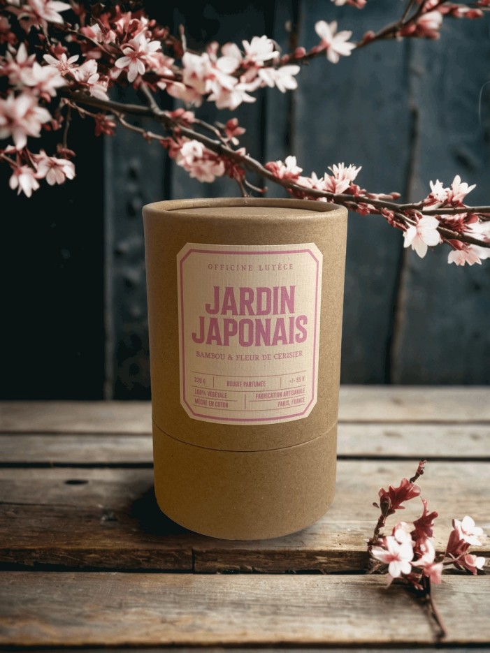 Bougie Jardin Japonais 100% naturelle - Bambou & Fleur de Cerisier (220g)