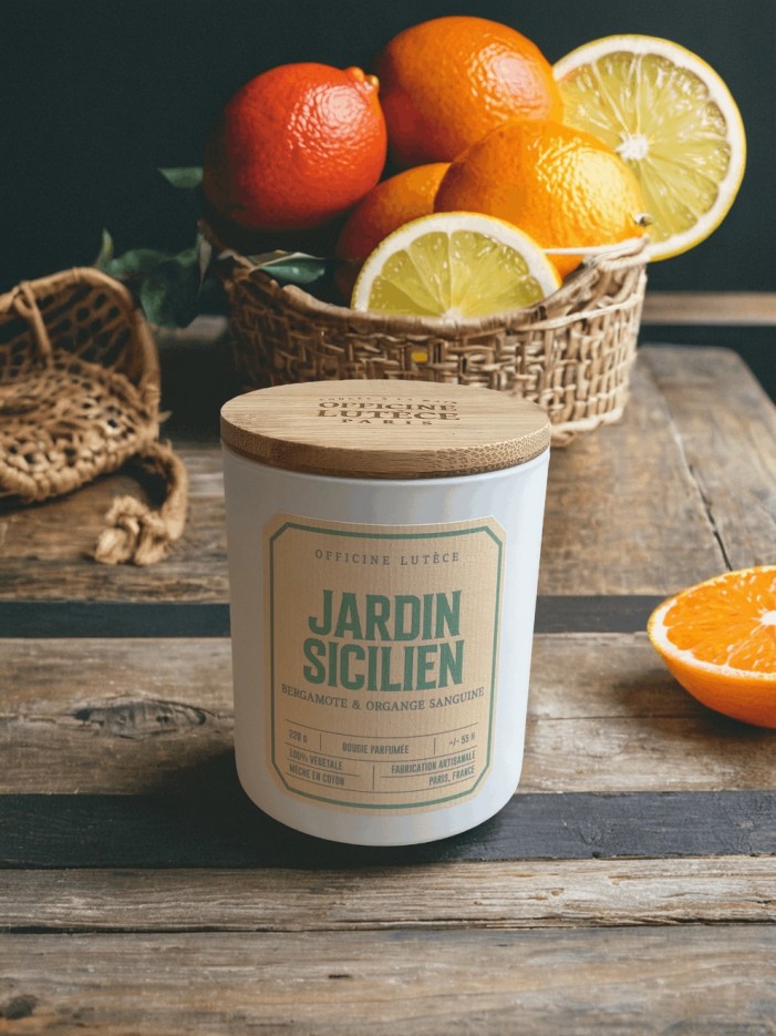 Bougie Jardin Sicilien 100% naturelle - Bergamote & Orange sanguine (220g)