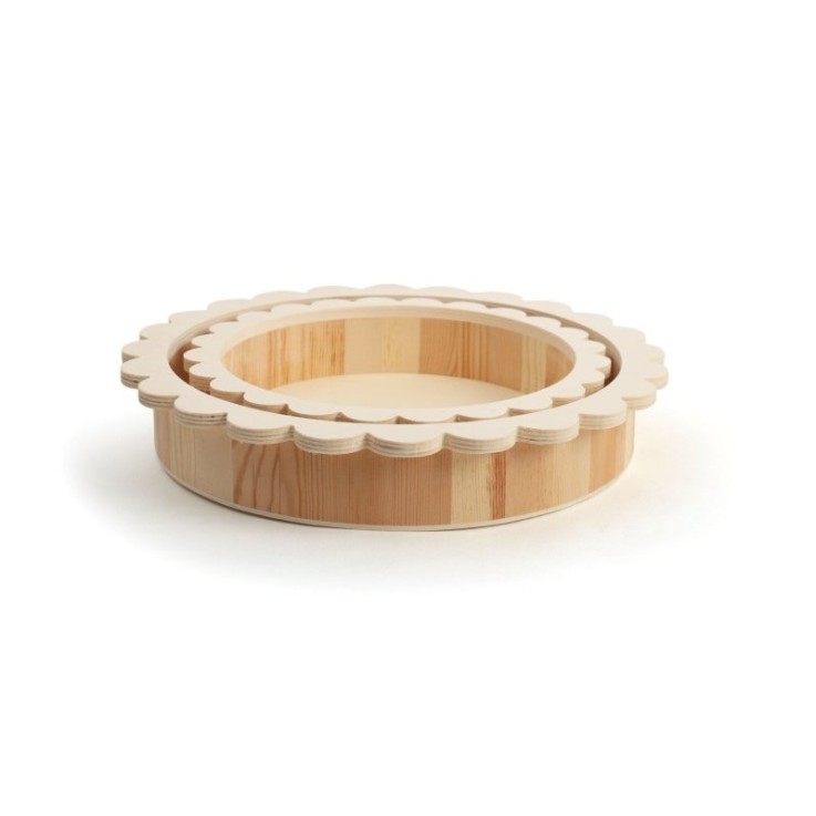 Lot de 2 plateaux en bois ronds fantaisie à décorer