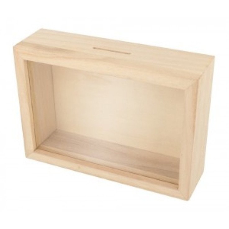 TIRELIRE CADRE 12X17X5 CM - BOIS