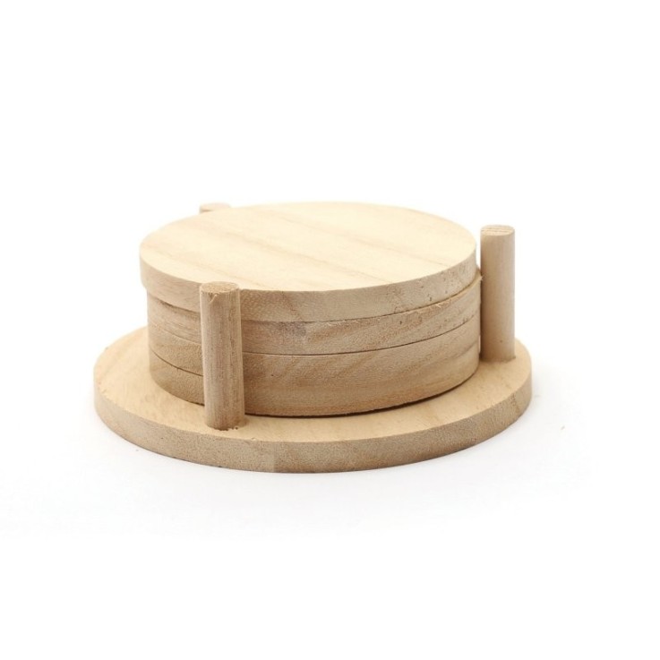 Graine Créative - Sous-verre en bois Ø 9,5 cm 4 pièces