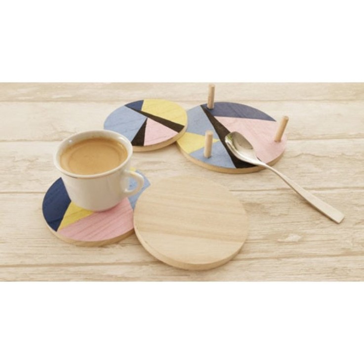 Graine Créative - Sous-verre en bois Ø 9,5 cm 4 pièces