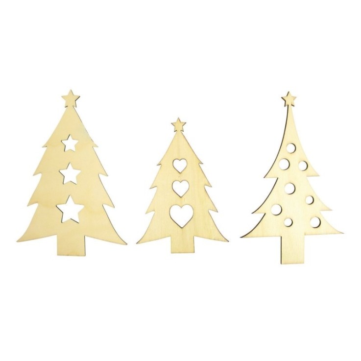 MégaCréa DIY - Sapin bois ajouré tailles assorties 3 pièces