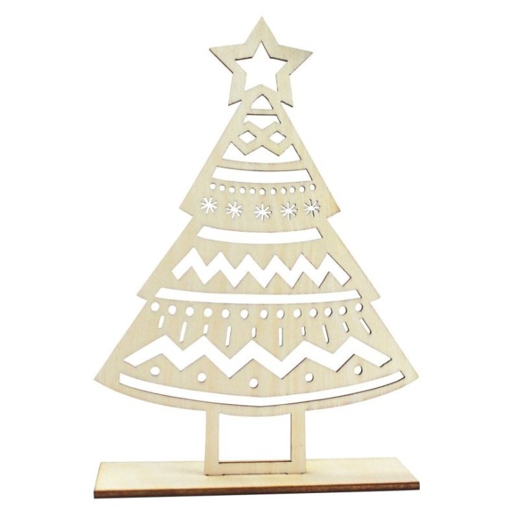 MégaCréa DIY - Sapin de Noel en bois ciselé à monter 15x10,5x3 cm