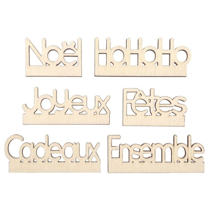 MégaCréa DIY - Mots Noël en bois pour socle déco 2,3 cm 6 pièces