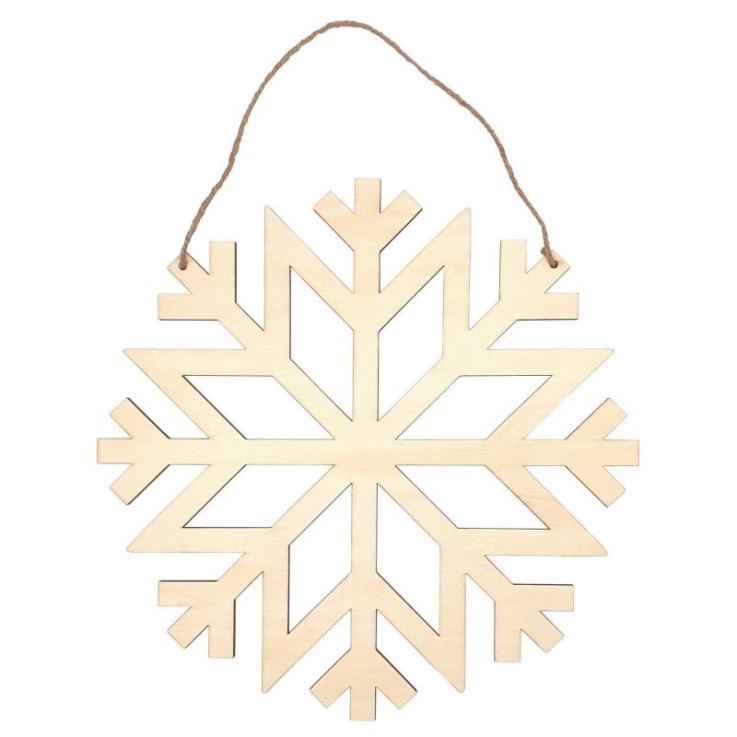 MégaCréa DIY - Flocon de neige en bois à suspendre 30 x 30 x 0,5 cm