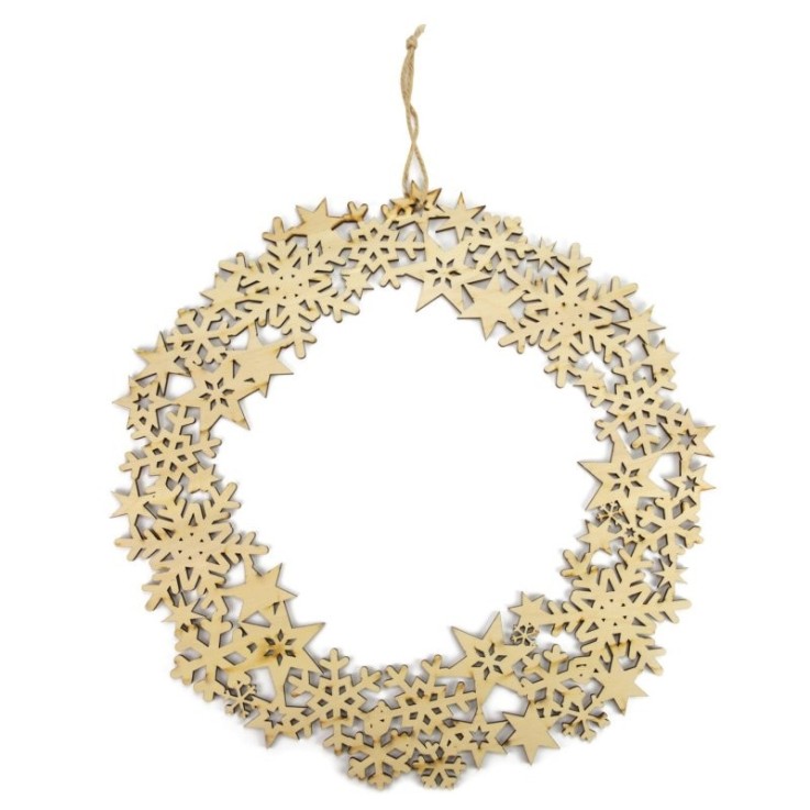 MégaCréa DIY - Couronne de noel en bois découpé 35 cm de diamètre