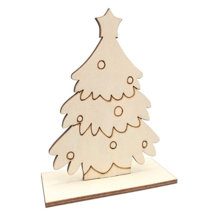 MégaCréa DIY - Sapin de Noël en bois gravé 10 x 5 x 15 cm
