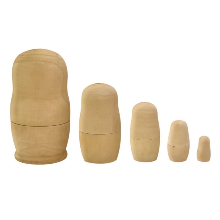 MégaCréa DIY - Matriochka en bois 5 poupées russes à décorer 2,5 à 11 cm