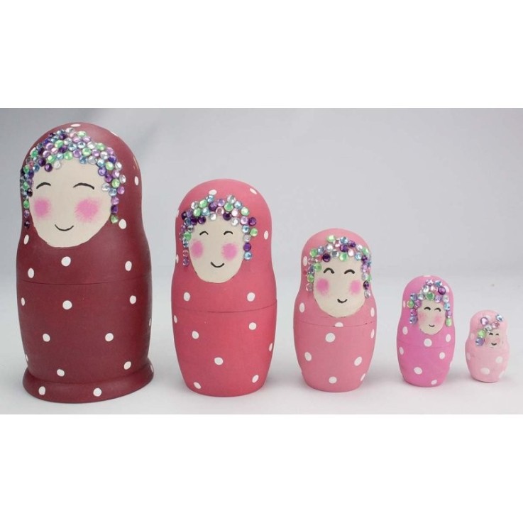 MégaCréa DIY - Matriochka en bois 5 poupées russes à décorer 2,5 à 11 cm