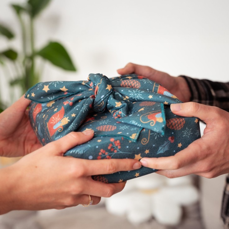 Furoshiki Boréal 50 x 50 cm en Fibres Recyclées