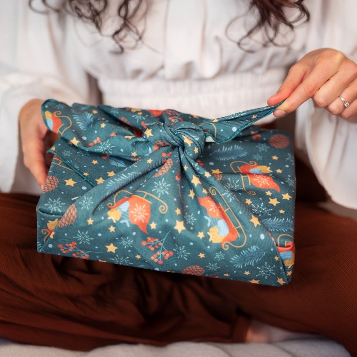 Furoshiki Boréal 100 x 100 cm en Fibres Recyclées