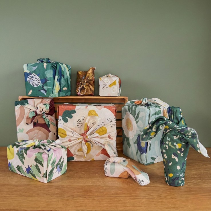 Pack de 9 Furoshiki Grande tablée - formats et motifs différents