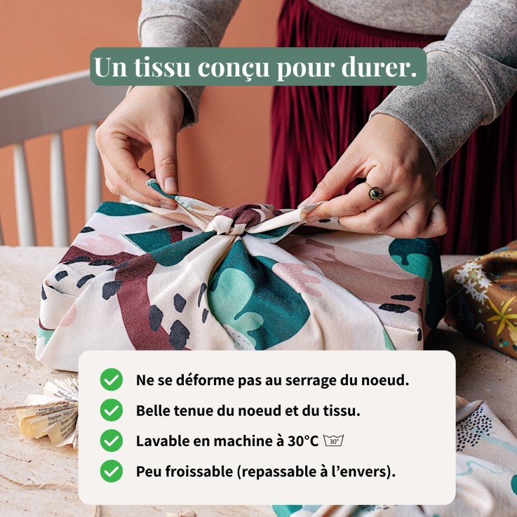 Furoshiki Grenat 75 x 75 cm en Fibres Recyclées