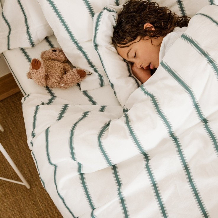 Drap housse 1 personne Coton Bio Rayé Baïa