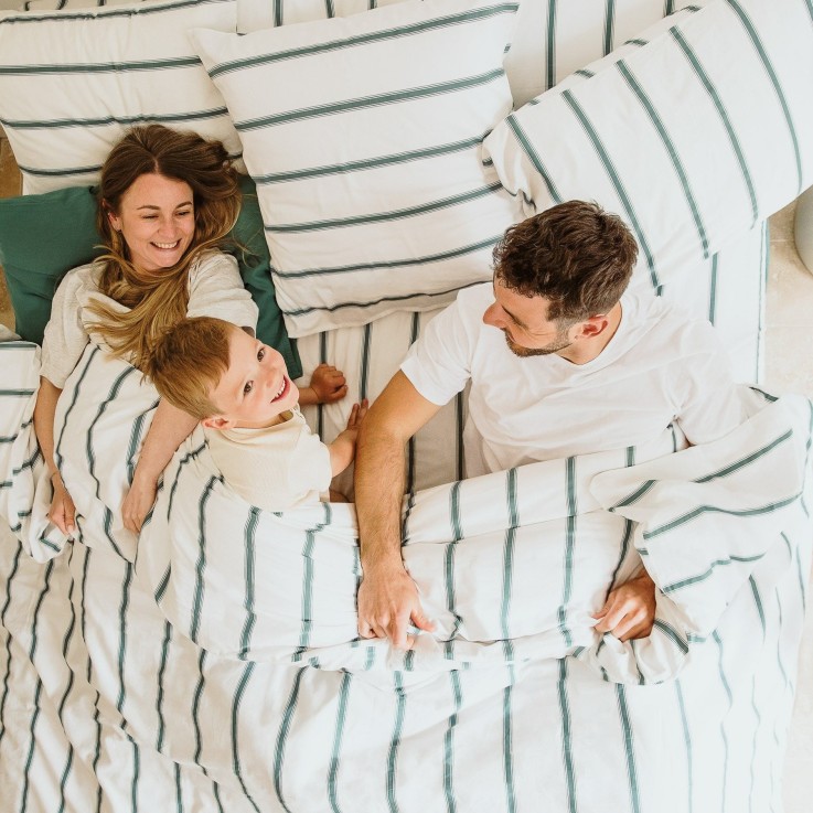 Drap housse adulte Coton Bio Rayé Baïa