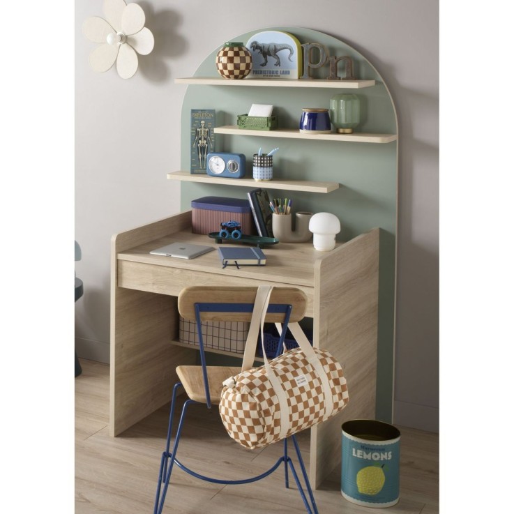 Bureau enfant - décor bois chêne sépia forme arche