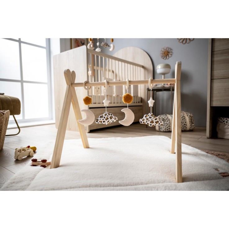 Arche d'éveil bois Léopard avec 4 jouets