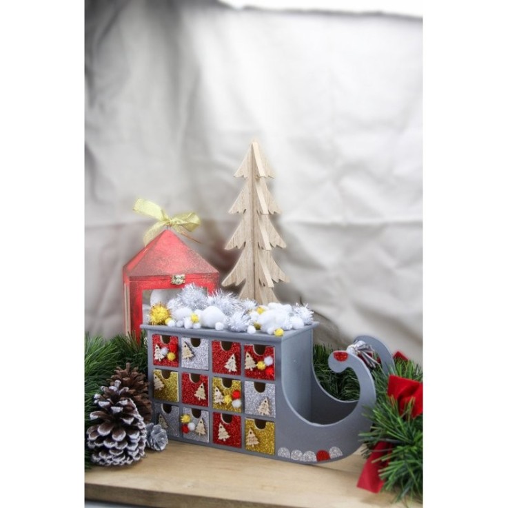 MégaCréa DIY - Sapin en bois adhésif pour Calendrier de l'Avent 2,5 cm