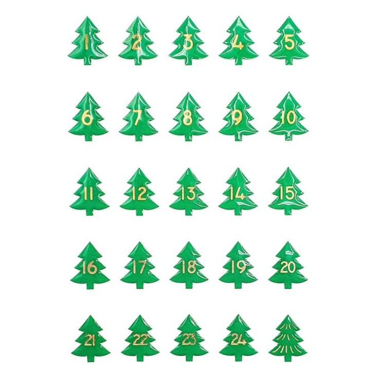MégaCréa DIY - Stickers sapins de l'Avent époxy 1,5 x 2 cm 25 pièces