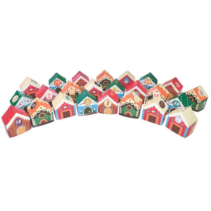 MégaCréa DIY - Maisons de l'Avent à assembler carte forte 7,5 x 8 x 5,5 cm 24 pièces