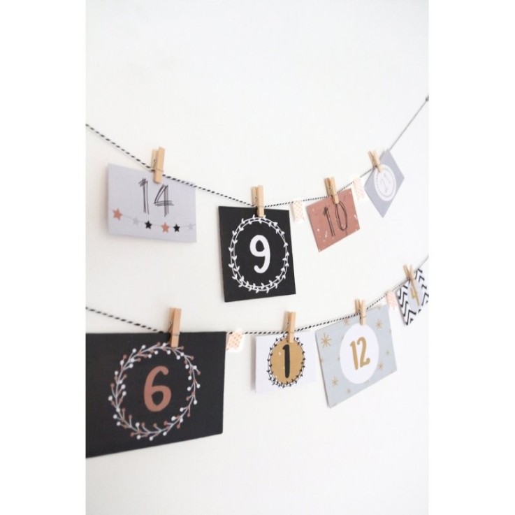 MégaCréa DIY - Kit avec Enveloppe numérotée pour calendrier de l'avent 24 pièces
