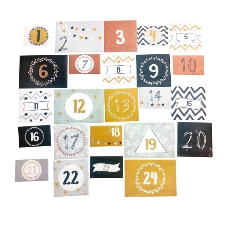 MégaCréa DIY - Kit avec Enveloppe numérotée pour calendrier de l'avent 24 pièces