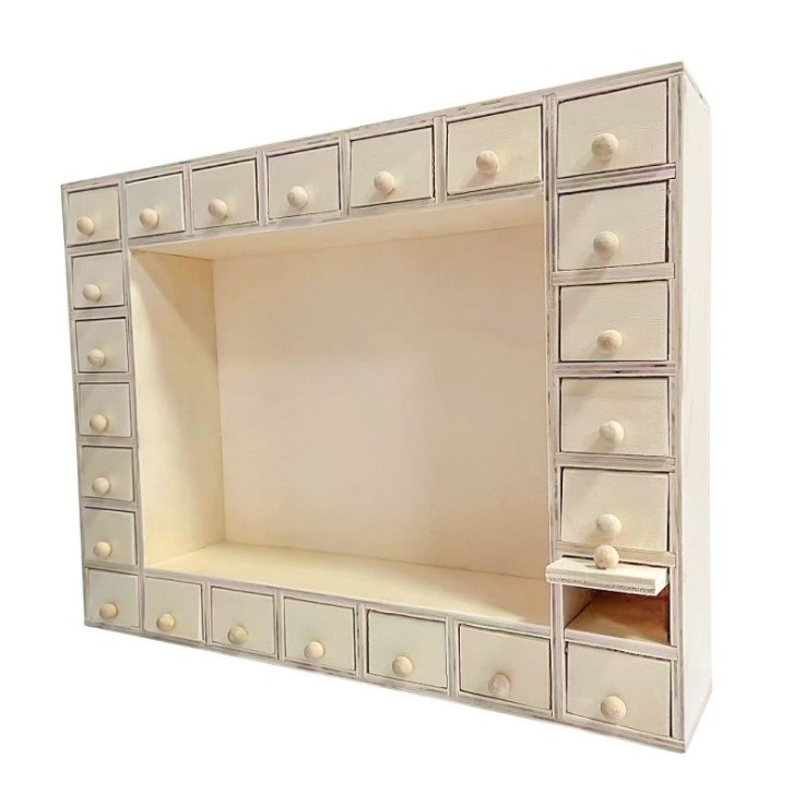 MégaCréa DIY - Calendrier de l'avent en bois 35,5 x 27 x 7 cm