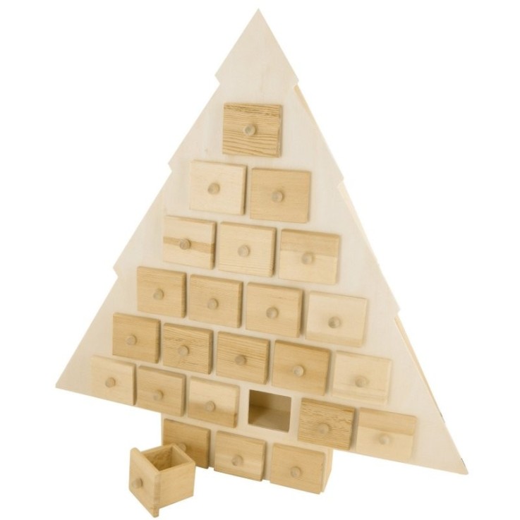 MégaCréa DIY - Sapin de l'Avent en bois à tiroirs 56x53x6,5 cm