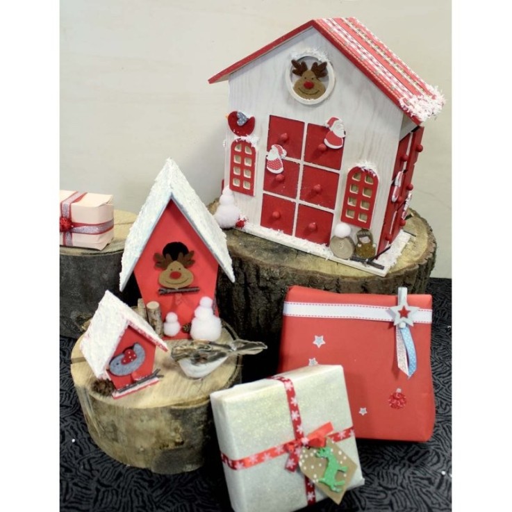 MégaCréa DIY - Maison de l'Avent bois 29x14x30 cm
